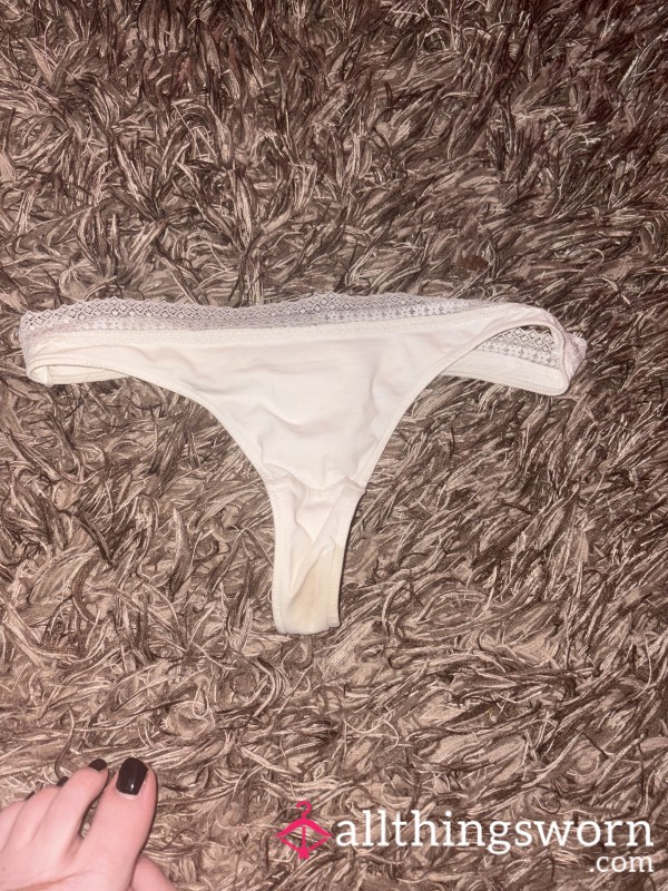 White Lacy Thong