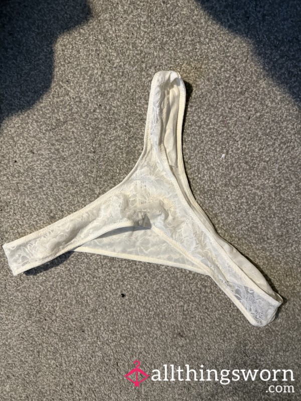 White Lacy Thong