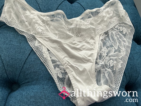 White, Lacy Work Panties, Worn Many Times For Nursing Shifts.