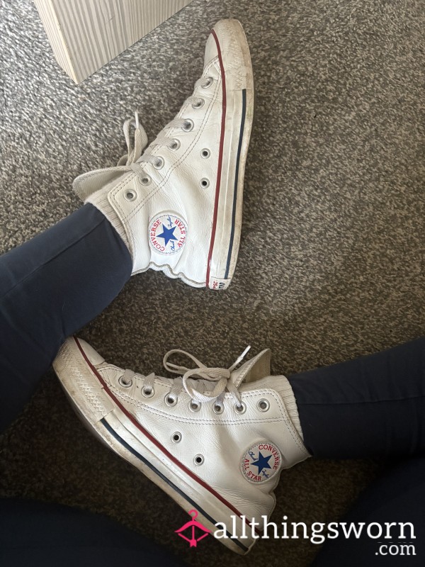 White Leather Converse All Stars
