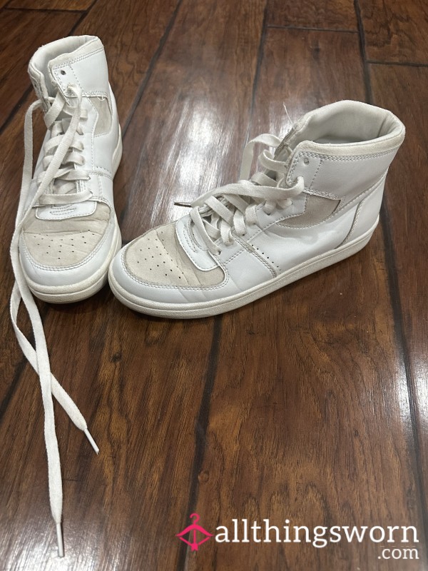 White Leather High Tops