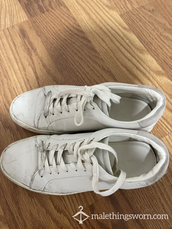 White Leather Sneakers, Size 7 1/2