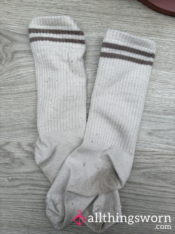 White Long Socks – Worn For 2 Days, Soft And Cozy