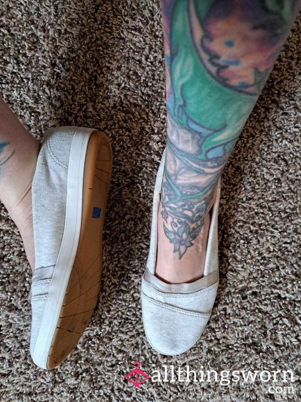 White Marled Keds - Size 8