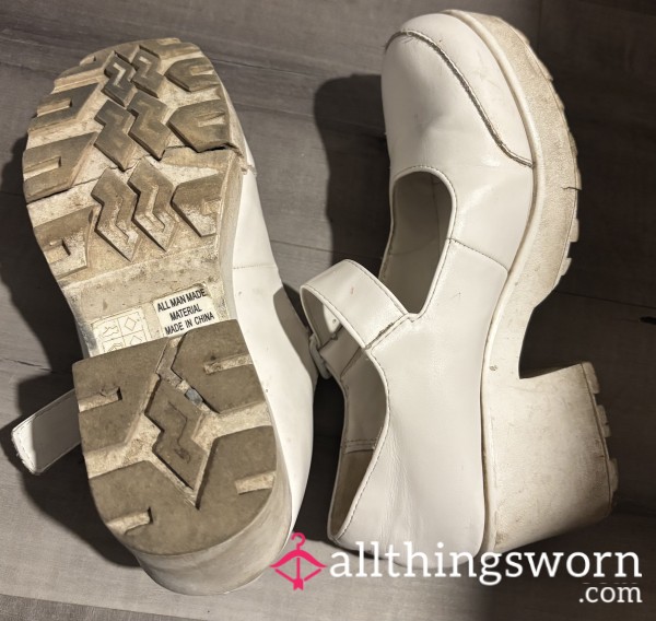 White Mary Jane Heels