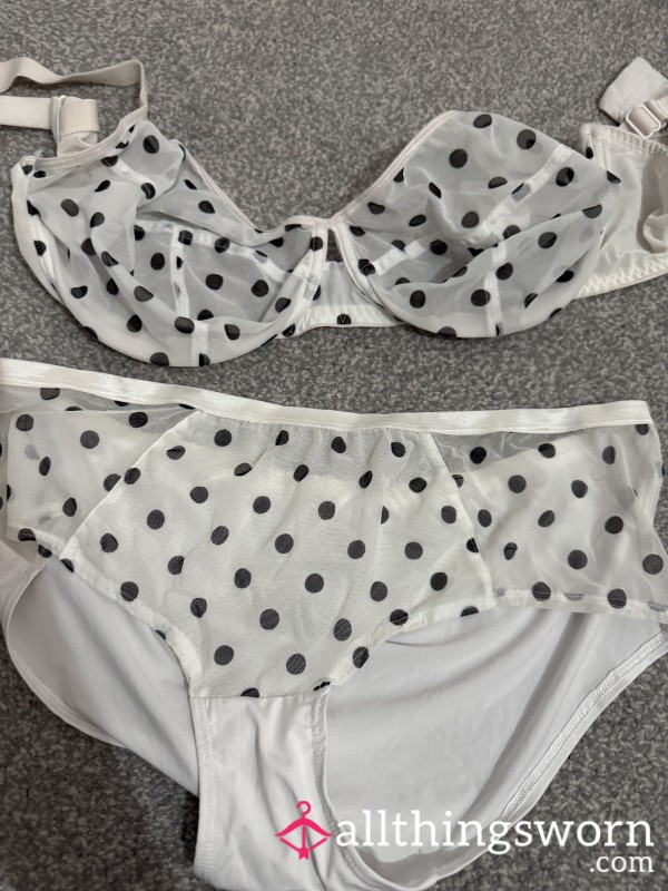White Matching Polka Dot Set