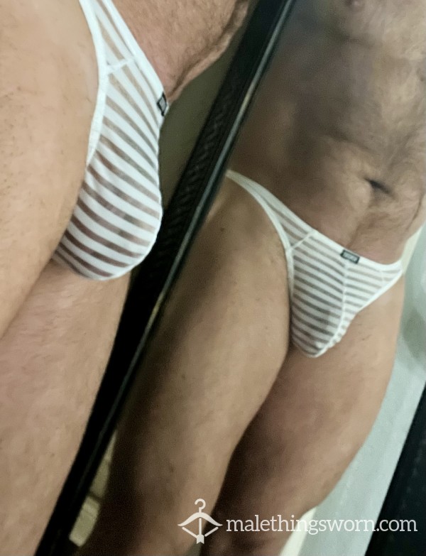White Mesh Thong