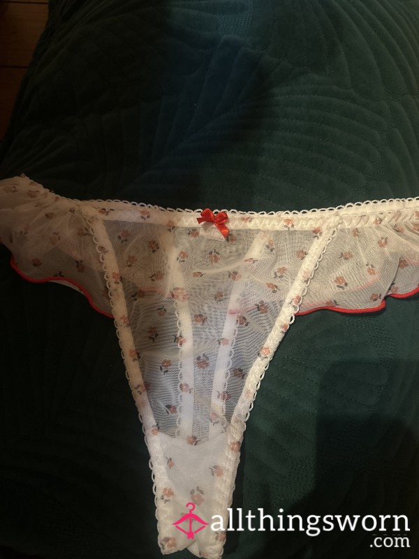 White Mesh Thong