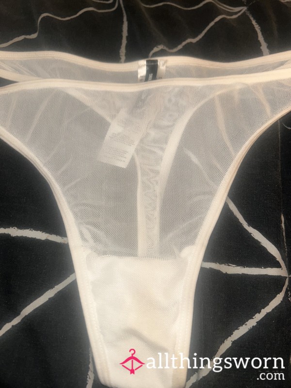 White Mesh Thong