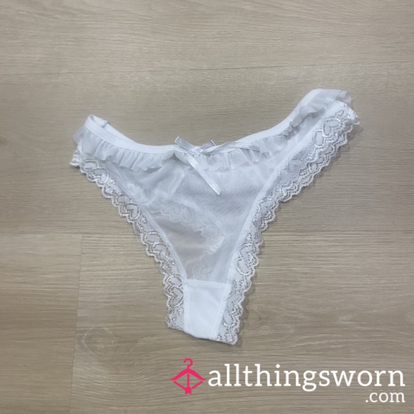 White Mesh Thong