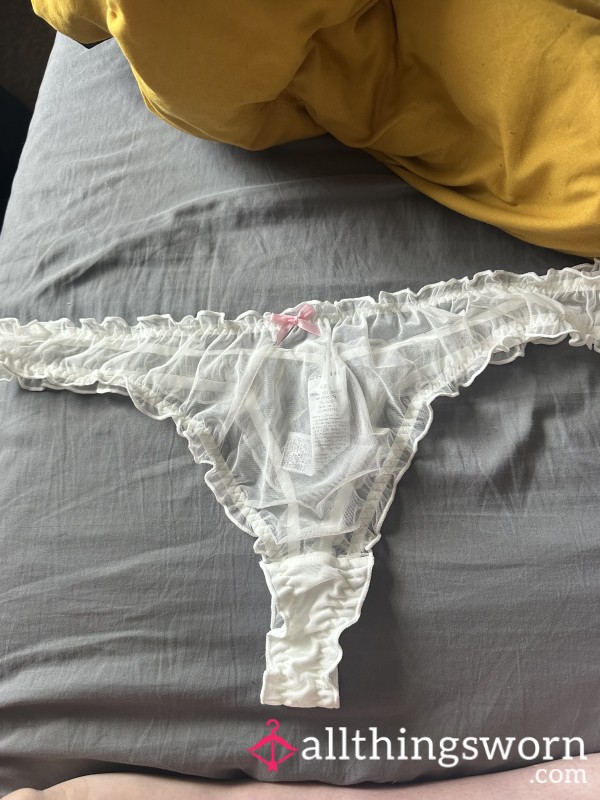 White Mesh Thongs 😈