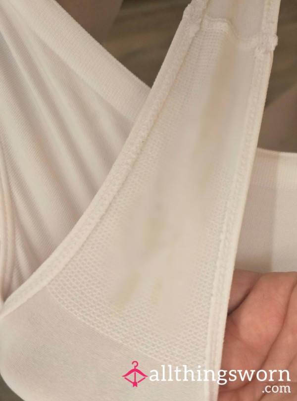 White Thong Filled With Pu**y Juice, Alphas C*m And Pi*s Drips