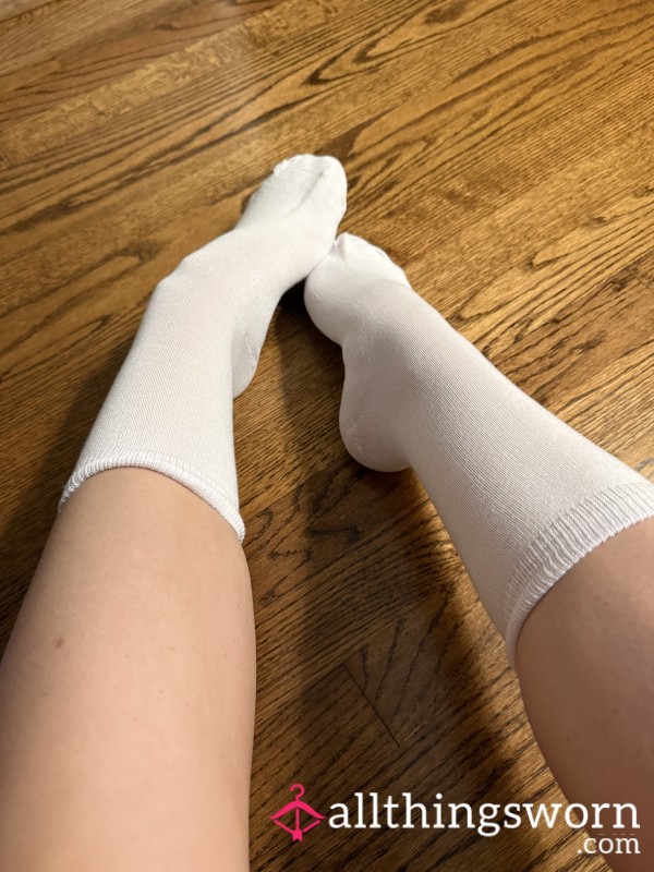 White Mid Calf Socks