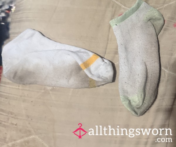 White Mismatched Dirty Gym Socks