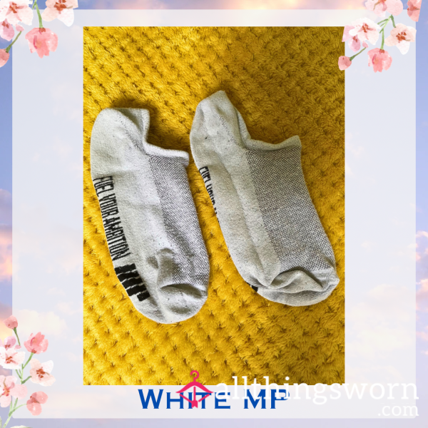 White MP Ankle Socks 🐇 2 Day Wear + 1 Workout Included - £15 😈 Longer Wears And International Shipping Available 🌍