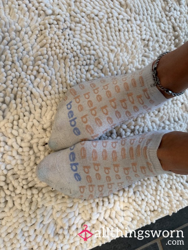 White N Pink Bebe Ankle Socks