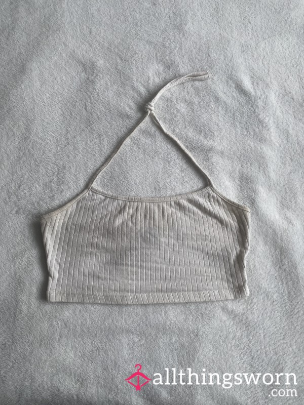 White Neck Tie Top