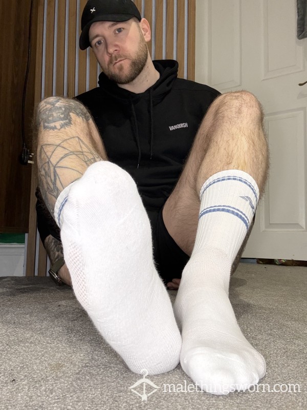 White New Balance Crew Socks - Blue Band