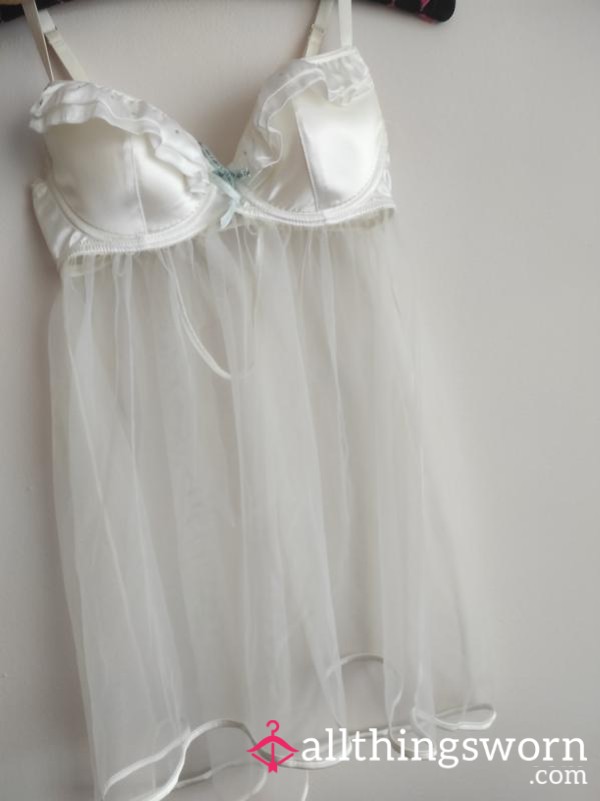 White Nighty With Ruffles