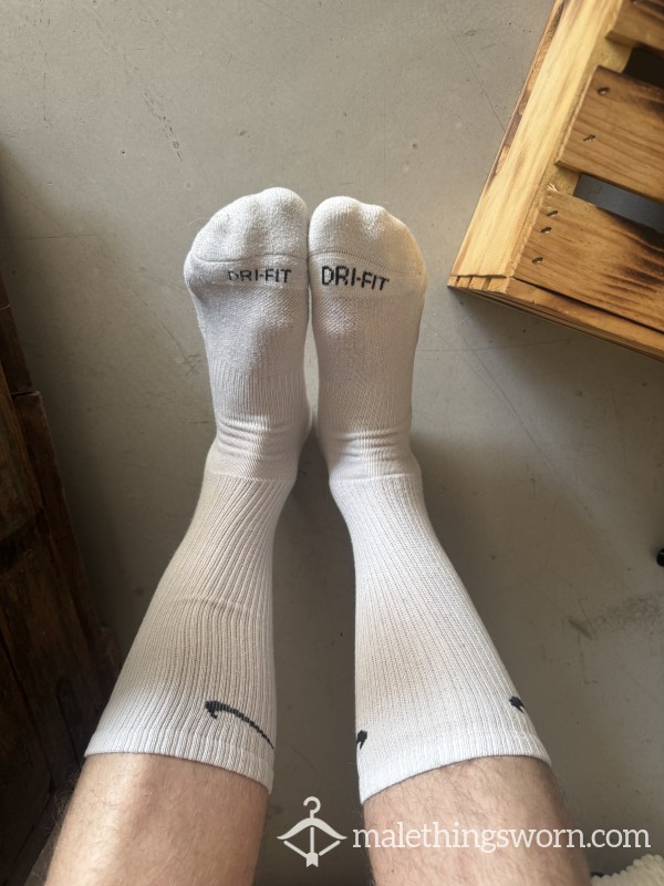 White Nike & Adidas Crew Socks