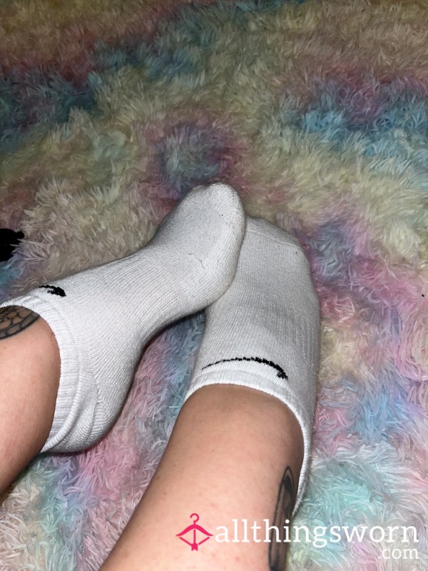 White Nike Ankle Socks - Worn For 24 Hours - Just For You 🥰