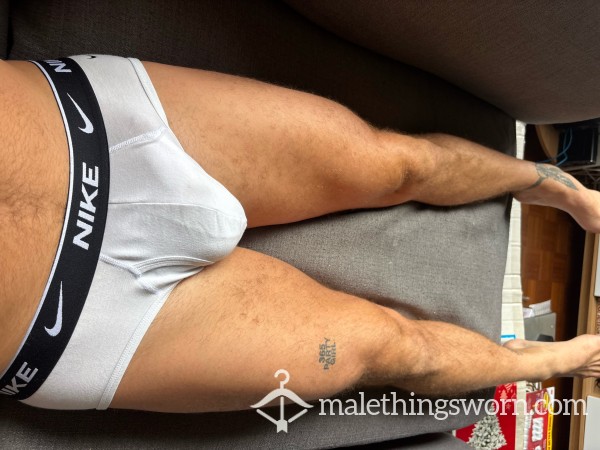 White Nike Briefs. Medium Size. Regular Jocks Worn For My HITT Cla**es.