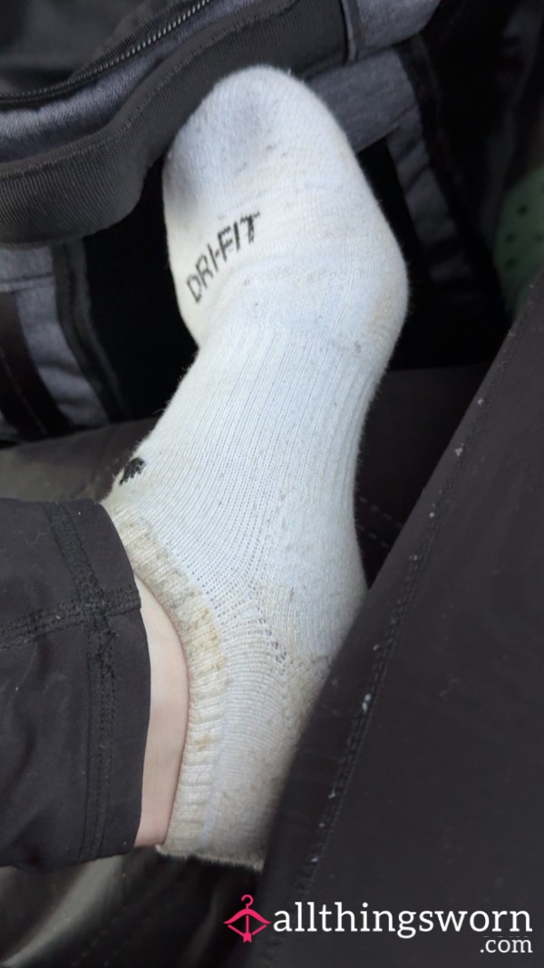 White Nike Socks Worn 3 Days + 2 Days At The Gym
