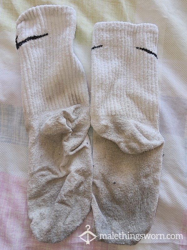 White Nike Sweaty Socks