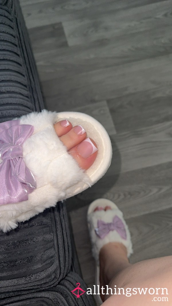 White Open Toe Slippers