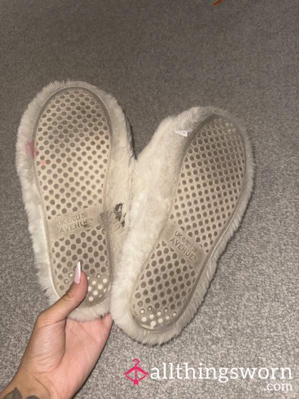White Open Toe Slippers