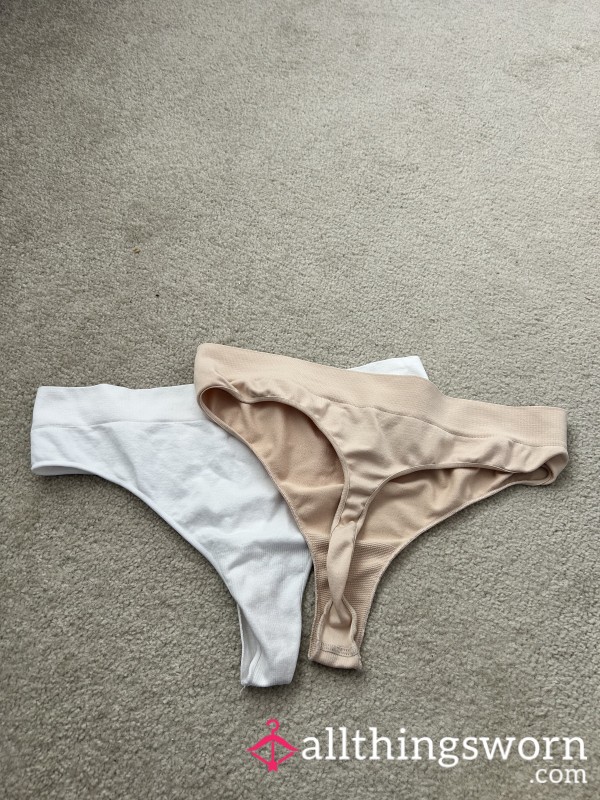 White Or Beige Seamless Thongs