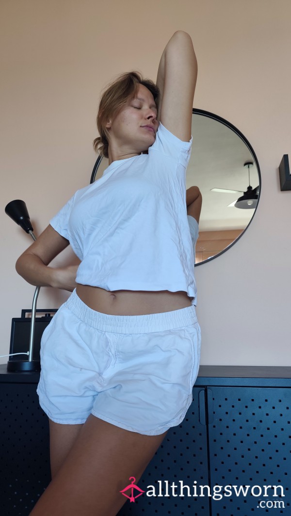 White Or Beige Top With Yellow Uniqlo Armpits