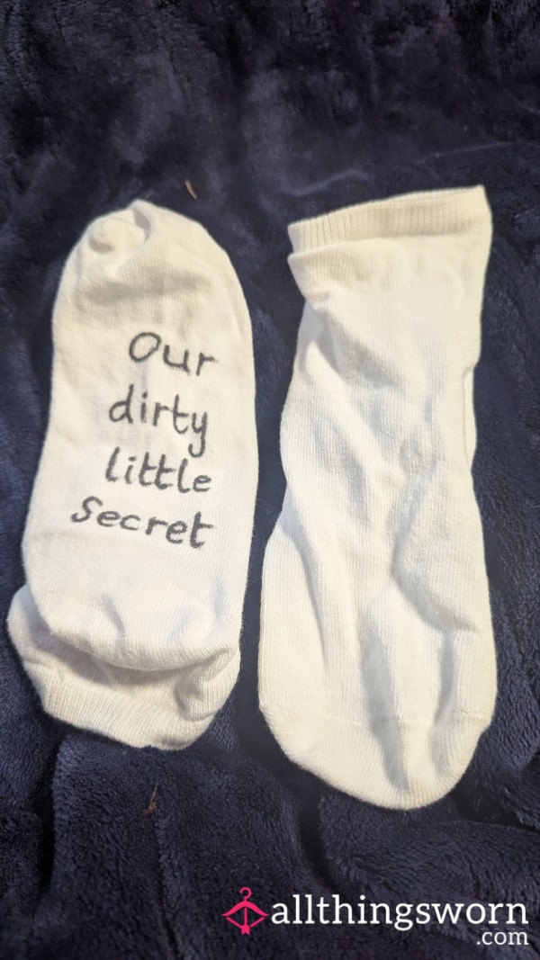 White "OUR DIRTY LITTLE SECRET" Trainer Socks