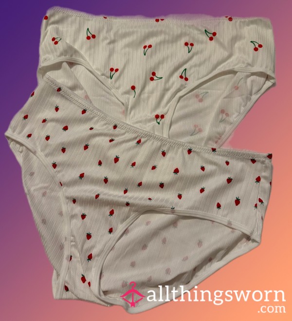 White Panties With Fun Design 🍒🍓