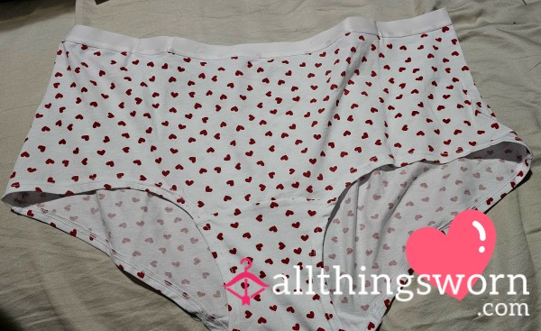 White Panties With Little Hearts! 95% Cotton. 3daywear+Includes Shipping!