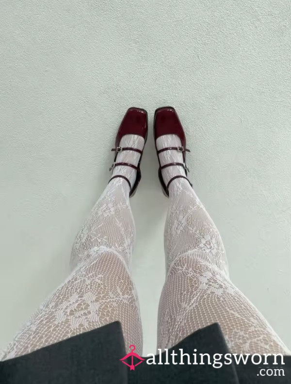 White Pantyhose – Worn For 24h, Slightly Creased, Ready For You!