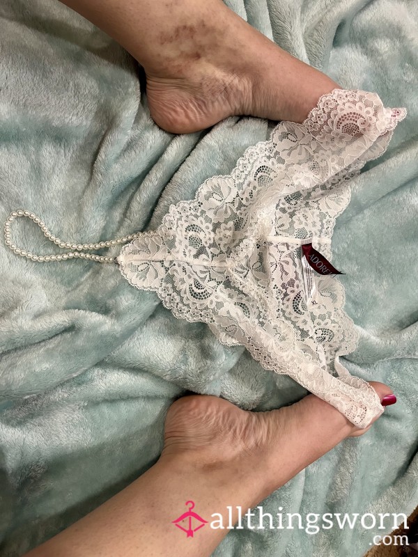 White Pearl String Thong