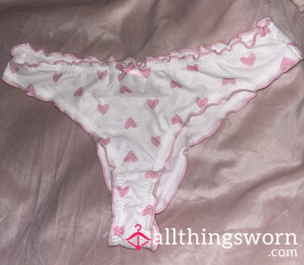 White Pink Heart Thongs 💋 Custom Wear