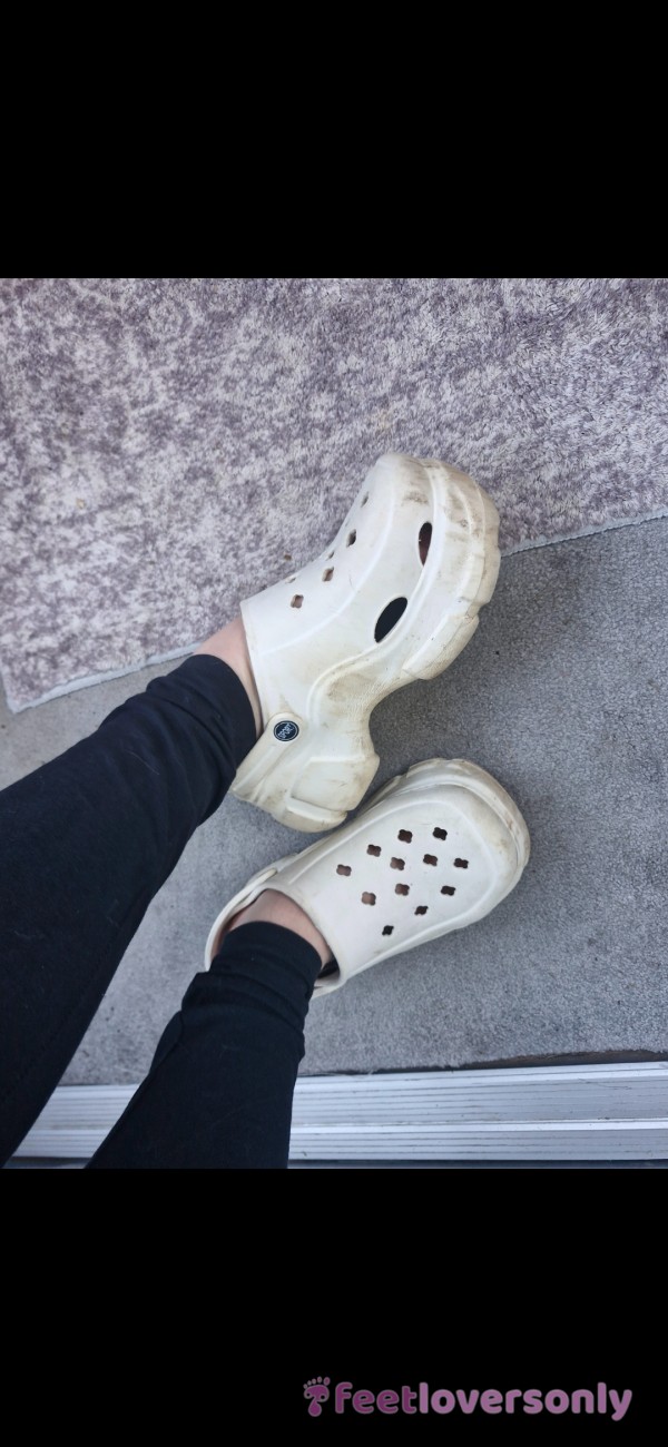 White Platform Clogs