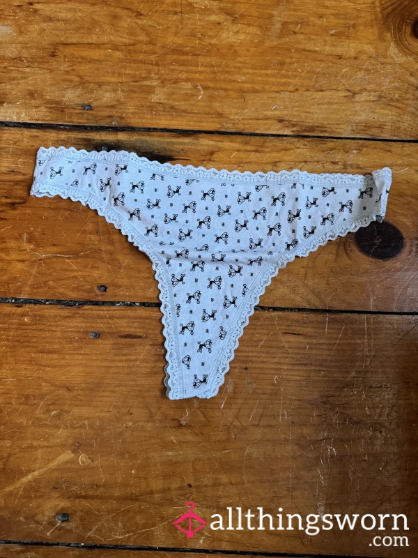 🐩 White P**dle Print Cotton Thong, VS, Size XXL