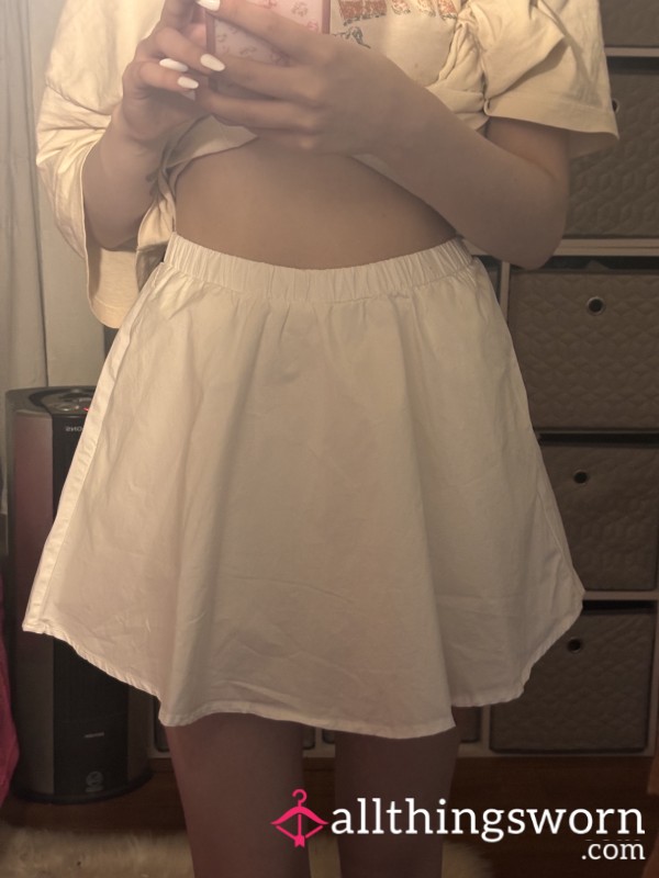 White Poplin Skort
