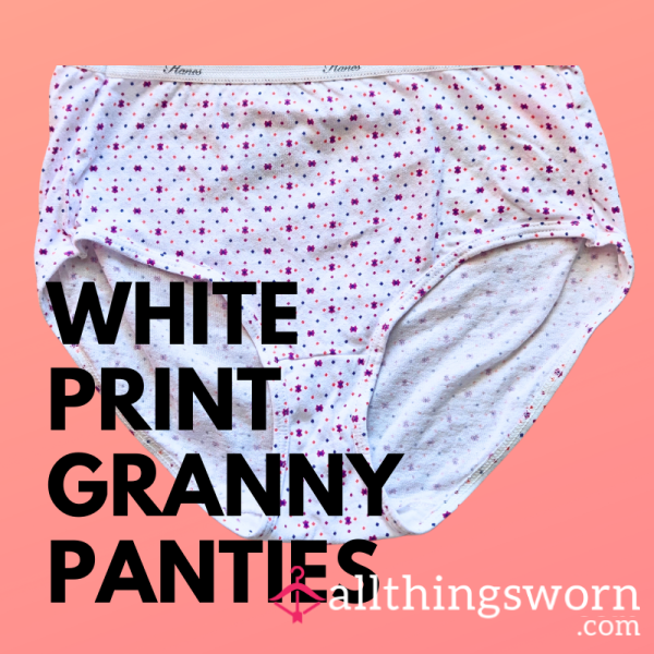 White Print Granny Panties - Full Booty Coverage. These Are So Embarra**ing🫣
