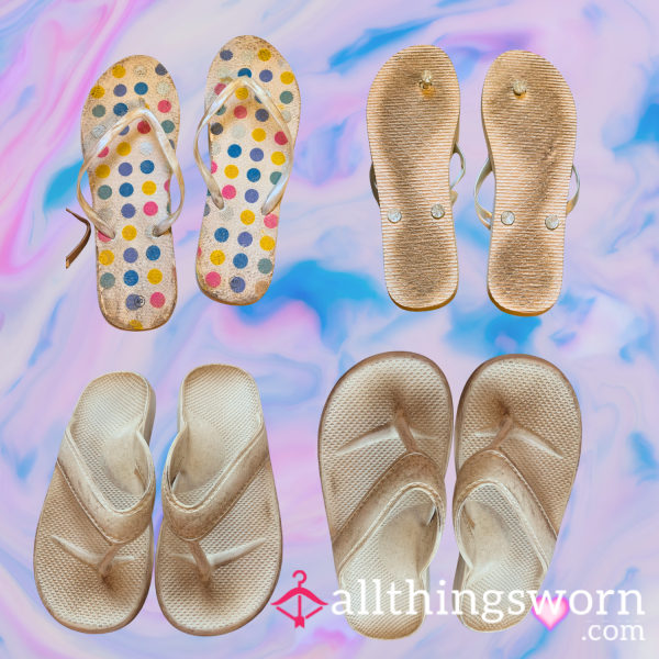 White/ Rainbow Flip Flop Sandals