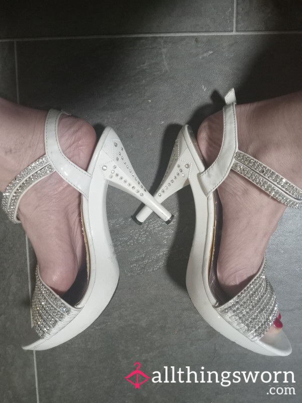 White Rhinestone Heels