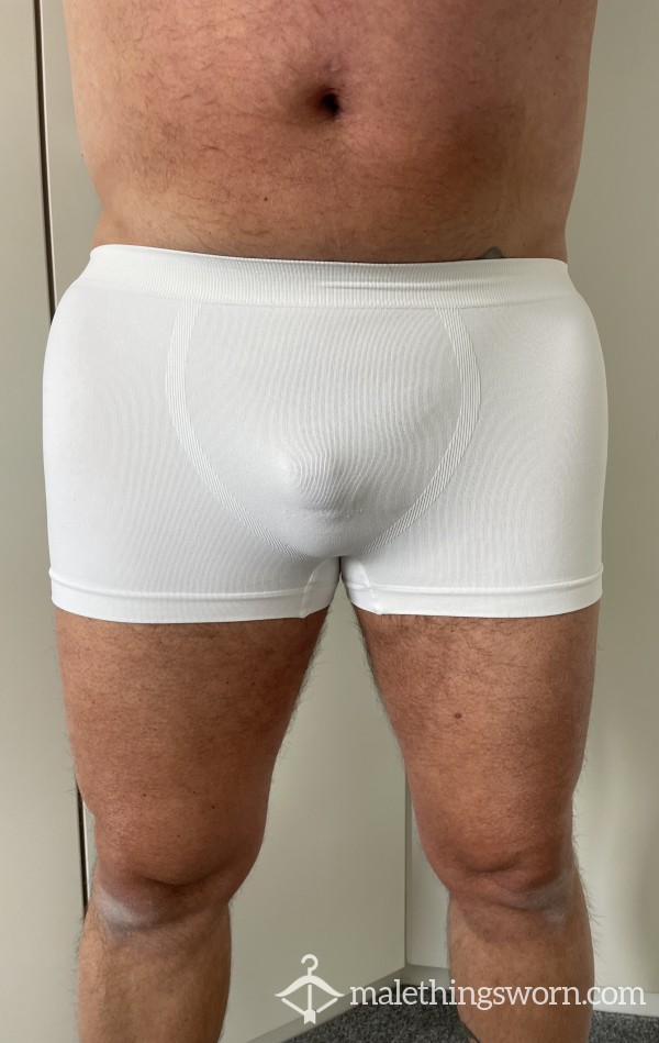 White Ribbed Boxers - Perfect For Soaking Up All The Sweat And 💦