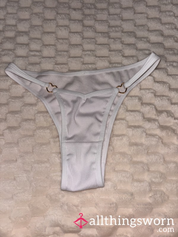 White Ribbed Cheeky Panty With Hearts
