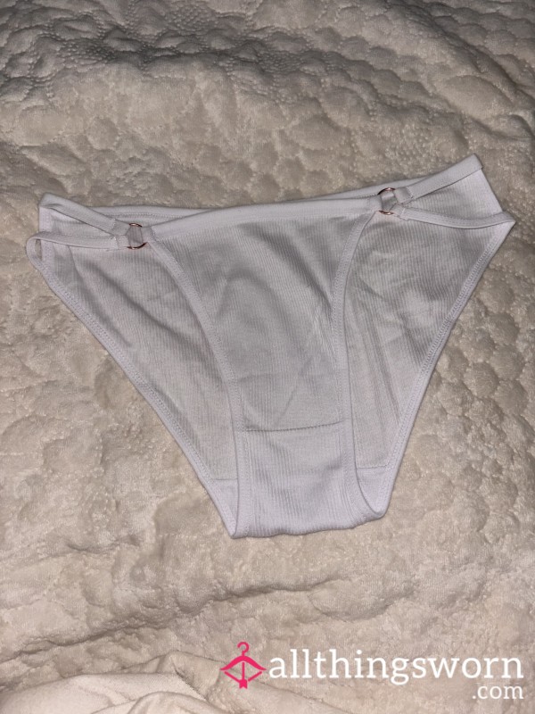 White Ribbed Cotton Bikini Panties