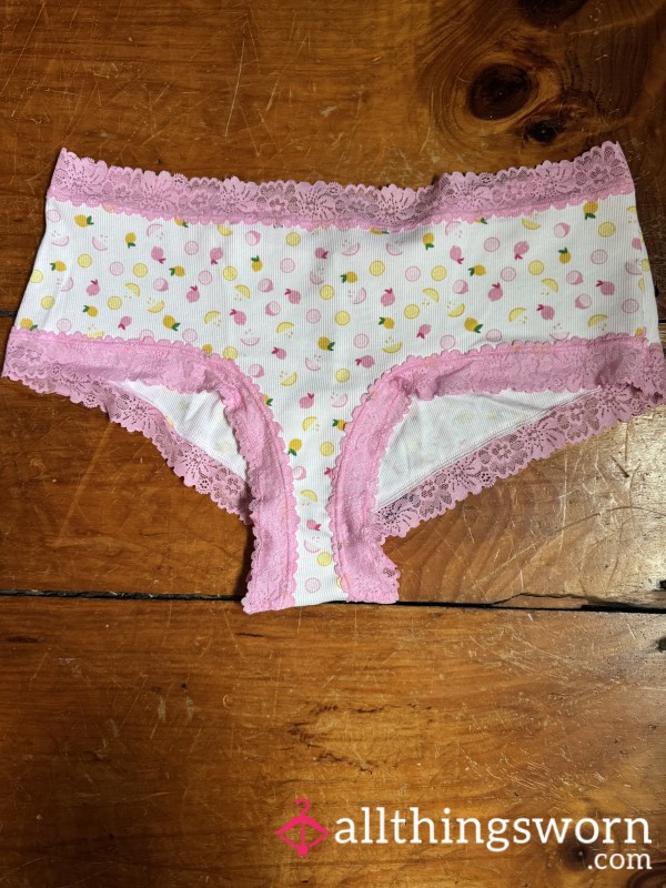 🩷🍋 White Ribbed Cotton With Lemonade, Print Cheekies, XXL, VS