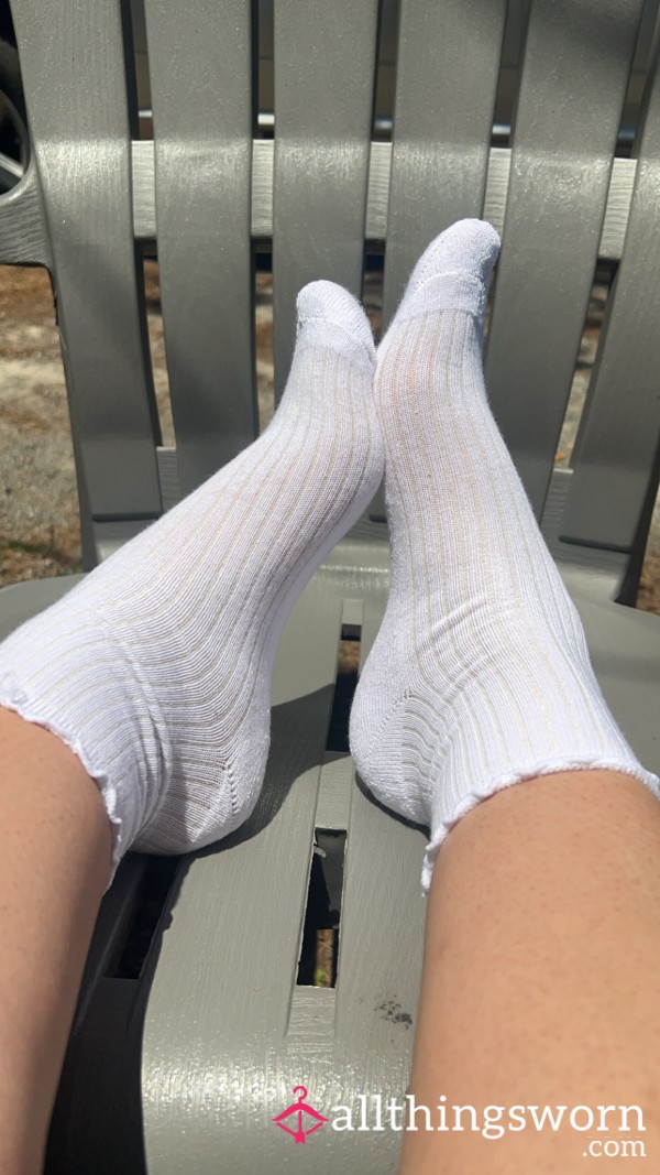 White Ribbed Crew Socks | 24 Hour Wear (3 Pairs)