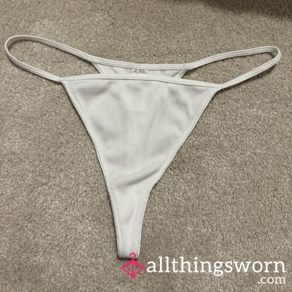 White Ribbed G-string